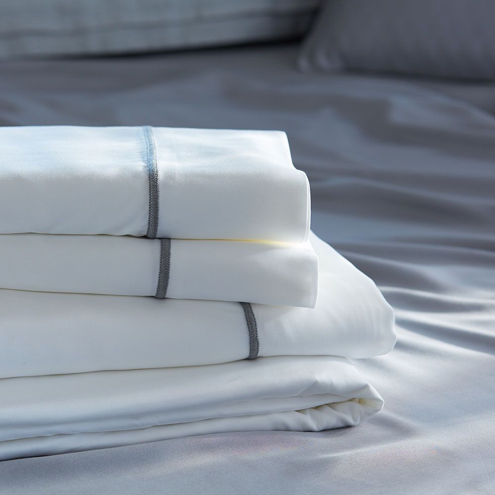 White layla bamboo sheet stacked