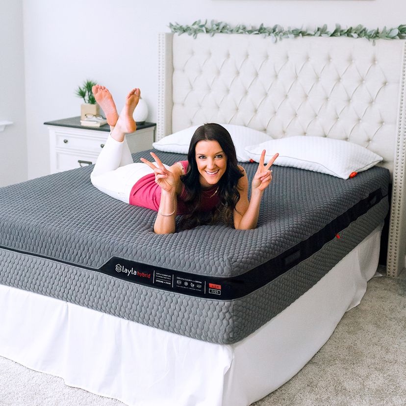 Women Posing on Layla Hybrid Mattress