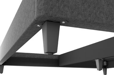 Attach the mounting plates and screw in the legs